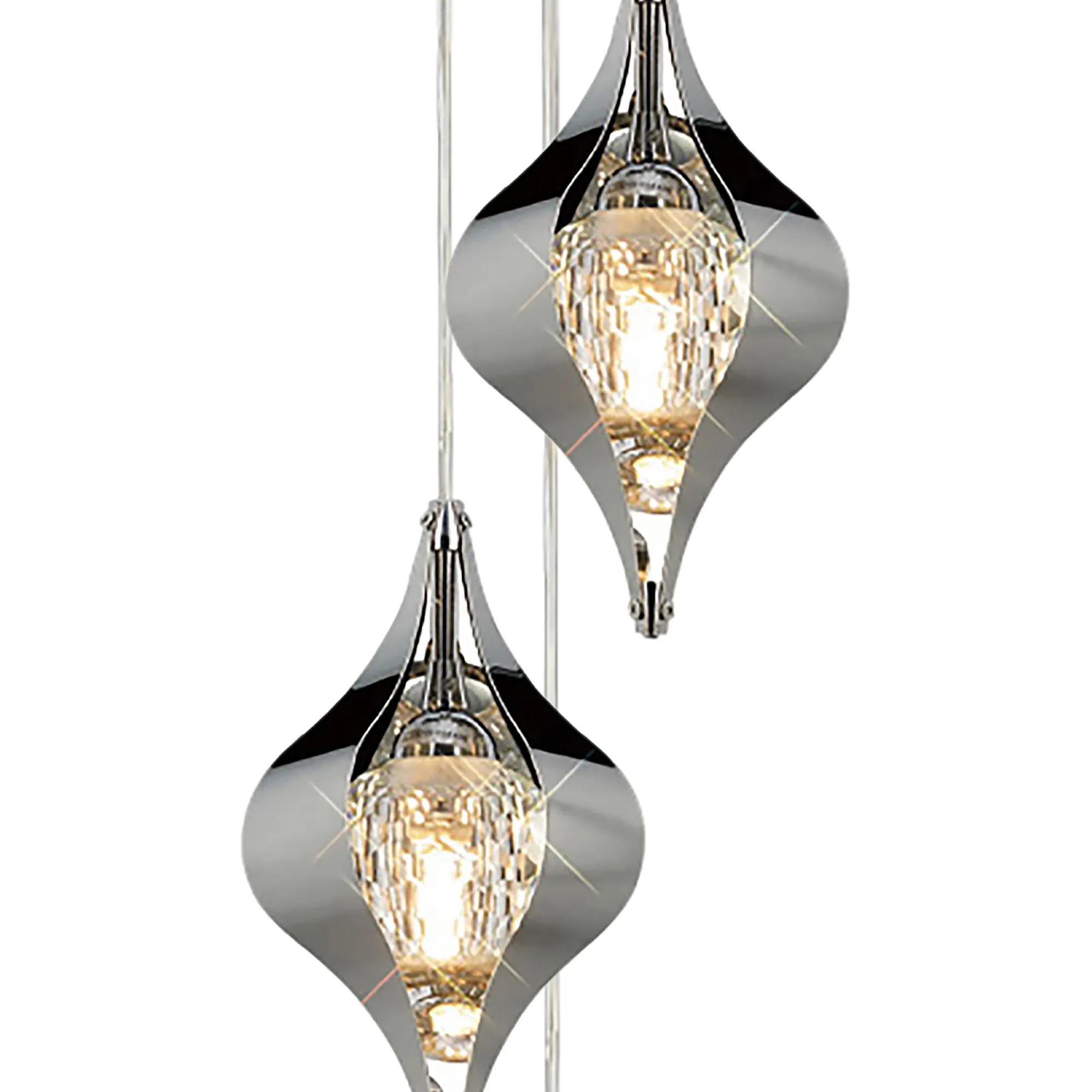 Amano 18cm Round Pendant, 3 Light Adjustable G9, Polished Chrome/Crystal IL31851CH  Diyas Amano